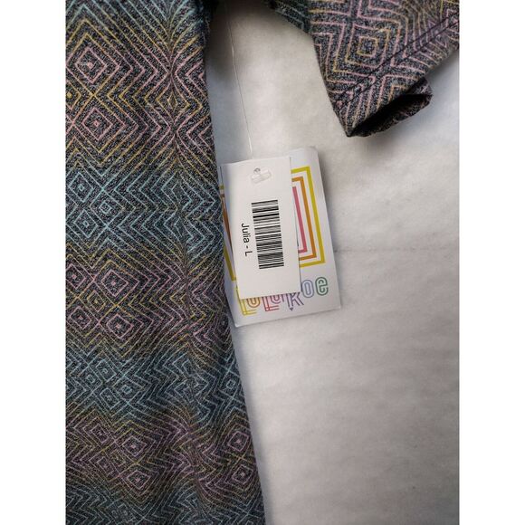 NWT Large LuLaRoe Dress Muted Gray/Teal/Pink Striped ~ MINT Condition ~L - Picture 5 of 5